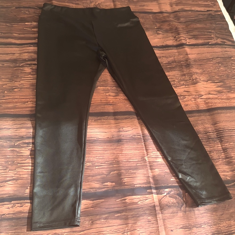 Black leather pants spandex/polyester